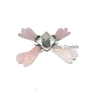 Best Value of Angel with Crystal Pyramids Energy Generator : Rose Quartz Angel with Crystal Pyramids Energy Generator For Sale - Product Image 1