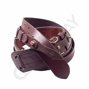 Premium Leather Cross Shoulder Strap with D Rings <b>Adjustable</b> Formal Duty Belt Style in Brown - Product Image 4