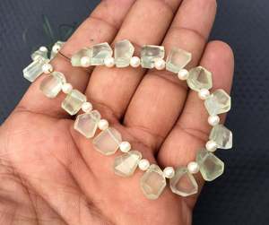 เพชรพลอยดำธรรมชาติ20ชิ้นเหลี่ยมเพชรพลอยสีเขียวเม็ดนักเก็ตเครื่องประดับทำมือ1เส้นคุณภาพดี - Product Image 6