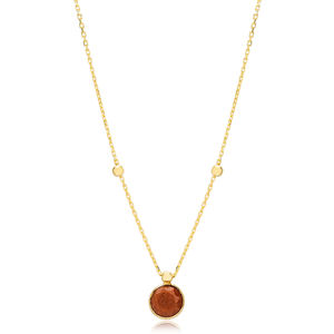 Cadena de eslabones con piedra de ágata brillante, colgante de diseño moderno, turco, hecho a mano, joyería de plata de ley 925 - Product Image 1