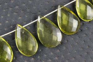 ลูกปัด Briolette รูปทรงลูกแพร์19ชิ้น,อัญมณีควอตซ์สีเหลืองมะนาวธรรมชาติแท้ - Product Image 2