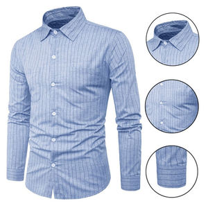2023 hommes à manches longues coupe ajustée coton robe chemise décontracté conception solide simple flanelle inclus respirant séchage rapide personnalisable - Product Image 6