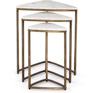 Mesa auxiliar moderna de mármol con marco de Metal, Juego de 3 para cenar en casa, cama, hoteles, restaurantes, bares, mesas de café, uso en la sala de estar - Product Image 3