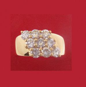 Luxury 9 Diamond Ring Premium Jewelry Diamond Collection Women's Vintage <b>Yellow</b> Gold 14k Claw Setting Brilliant Cut Anniversary - Product Image 2