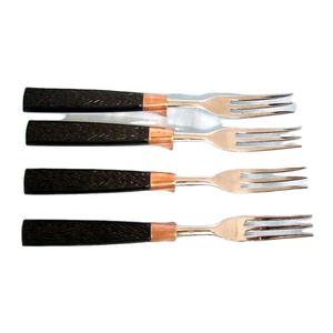 Ensemble de fourchettes royales en acier inoxydable métal personnalisé brillant Couverts en or rose Manche en résine noire Ensemble de fourchettes en or rose - Product Image 1