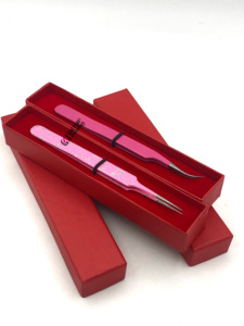 แหนบสำหรับต่อขนตาแบบโค้งสแตนเลสเคลือบผงสีชมพูตรงใหม่มืออาชีพมืออาชีพเครื่องมือความงาม - Product Image 2