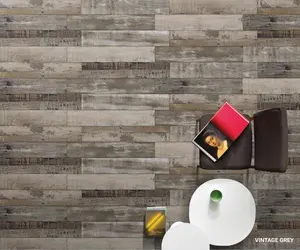 Ubin lantai porselen vitrifikasi berlapis antiselip gaya Modern apung kayu dibuat di India