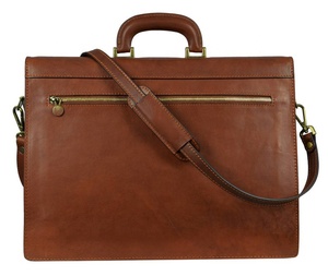 Lớn chính hãng da khó khăn trường hợp kinh doanh cặp cho unisex máy tính xách tay màu nâu Satchel danh mục đầu tư vô hình ma TRE-0049 - Product Image 2