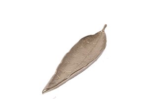 Plat de service alimentaire en forme de feuille en aluminium avec finition dorée Parfait pour accessoire de cuisine et décor de table élégant - Product Image 4