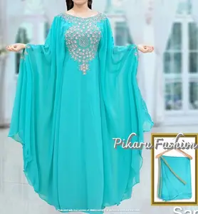 Abaya-ropa de boda de lujo para mujer, vestido Abaya bordado con cuentas de talla grande árabe islámico, vestidos de dama de honor pesados 2022
