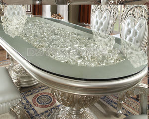 Juego de Comedor Moderno de Madera de Teca Tallada de Lujo con Tamaño Personalizable para Muebles de Comedor, Comedor con Hoja de Oro, EE. UU. - Product Image 2