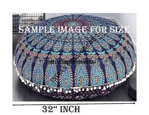 Beautiful Handmade Cotton Ottomans Floor <b>Cushion</b> <b>Cover</b> Mandala Pouffe Multiple Colors Home Decor By Indian Consigners - Product Image 6