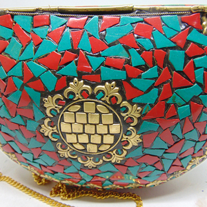 Sac de soirée à rabat en métal transparent avec mosaïque pour femme, vente en gros - Product Image 3