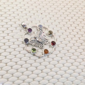 925 argent bijoux faits à la main pendentifs cabochon en argent pendentifs ronds 925 Sterling Chakra papillon pendentifs en argent sterling 925 - Product Image 5