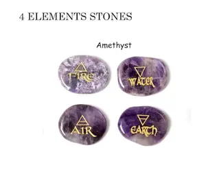 best quality amethyst wholesale engraved stone with pagan wiccan symbols set water air fire earth