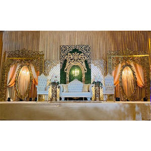 Meilleur Walima Or Thème Décoration De Scène de Mariage Indien De Luxe Chérie Décor D'étape Magnifique Musulman Réception Décor D'étape - Product Image 1