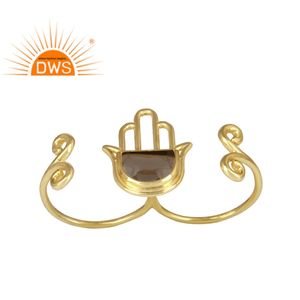 Bijoux pour femmes en Quartz fumé naturel, fabrication de pierres précieuses, argent 925, Double doigt - Product Image 1