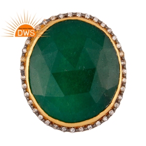 Green Aventurine Gemstone Ring Manufacturer Green Aventurine Gemstone Ring Jewelry Supplier <b>Gold</b> Plated Silver Jewelry - Product Image 1