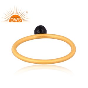 แหวนพลอยโอนิกซ์สีดำธรรมชาติชุบทอง18K 925ผู้ผลิต - Product Image 4