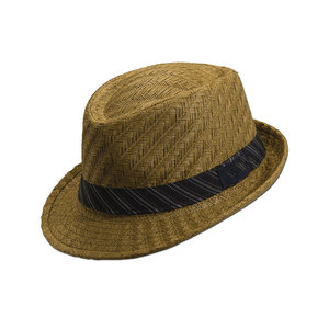 Chapeau Fedora en paille rayé imprimé pour unisexe, décontracté, extérieur, été, 100% coton - Product Image 5