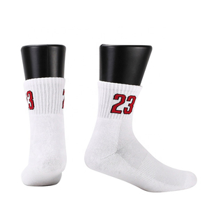Équipage athlétique Sport Coton Hommes Blanc Chaussettes de Basket-Ball Personnalisé Logo - Product Image 2