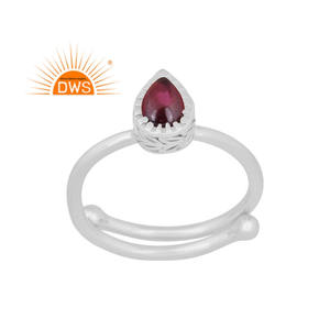 Anillo de piedra natal de granate natural en forma de pera para mujer, superventas, anillo de plata esterlina, proveedor de fabricación de joyas - Product Image 1