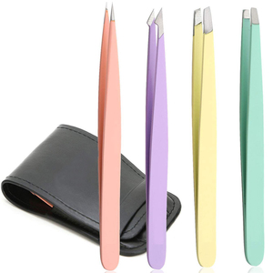 Eyebrow Tweezers Set with Faux Leather Case/ Tweezers for Plucking Eyebrows / Professional Eyebrow Tweezers - Product Image 3