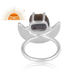 Plata de ley fina Labradorita natural Piedra preciosa Diseño de luna creciente Anillo apilable Fabricante de joyas - Product Image 4