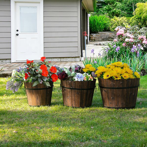 Pot de fleurs en bois rustique, pour l'intérieur et l'extérieur, Vintage, ferme, <span class=keywords><strong>jardin</strong></span> fait à la main, cercle en bois, jardinière - Product Image 2