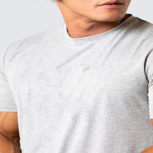 Camiseta de cuello redondo lisa para hombre, nueva, a la moda, personalizada, ligera, de algodón 100%, color morado. - Product Image 6