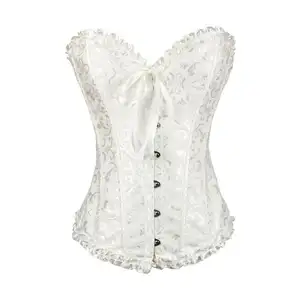 Korse kadın bel korseler steampunk overbust vintage göbek kılıf beyaz gotik siyah korse Underbust 14 çelik kemikli