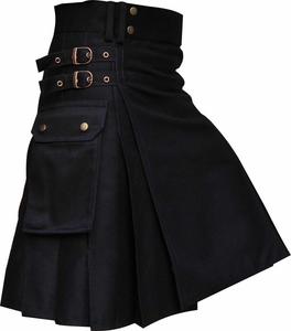 Kilt utilitaire noir pour homme. Kilt noir pour homme, kilt utilitaire moderne. - Product Image 4