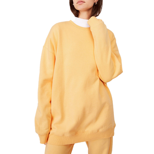 High Quality Yellow Organic Cotton Knitted Sweat Set Women Casual Oversized Pullover Sweatshirt for hot And Fitt Girls - Product Image 1