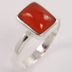 Indian Artisan All UK Size 925 Solid Sterling Silver Amazing Ring Natural Carnelian Rings Gemstone Wholesale Supplier