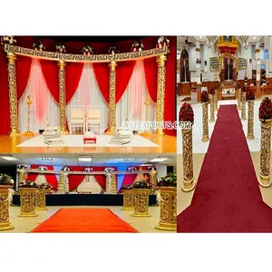Palco dourado aberto para cerimônia de casamento, maharani, decoração para palco, casamento, meia lua, mandap