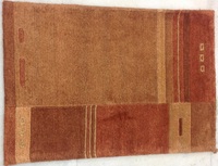 Tapis indo-népalais exclusif, noué à la main, fabriqué à la machine, 60 nœuds, tissage plat, abstrait, en laine/soie, lavable, résistant aux taches, réversible