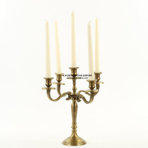 Candélabres en métal doré pour décoration de bougies Vaisselle fantaisie plaquée or Candélabres faits à la main pour décoration de salon - Product Image 2