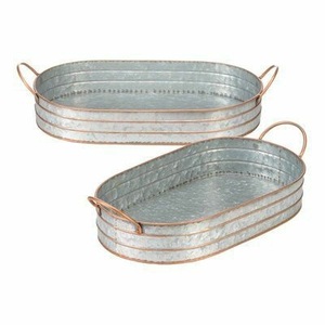 Bandejas de Metal para servir en el desierto, bandeja decorativa con asas de aluminio, dos tonos terminados, dorado y níquel, la más vendida - Product Image 4
