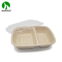 Compartimentos desechables de pulpa de bambú, caja de embalaje Biodegradable para alimentos para llevar