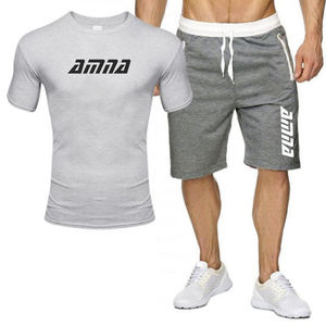 Kits d'entraînement de gymnastique pour hommes, couleur grise, avec Logo personnalisé, été, offre spéciale, - Product Image 1