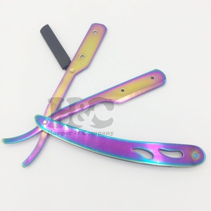 Wholesale <b>Razor</b> Barber Man Custom <b>Straight</b> <b>Razor</b> Exposed blade handle Barber <b>razor</b> with swing lock Stainless Steel Logo Packing - Product Image 1