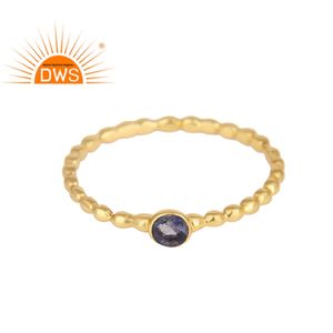 Glorious Iolite-Anillo de Gema chapado en oro de 18k, anillo de diseñador de plata 925, joyería - Product Image 1