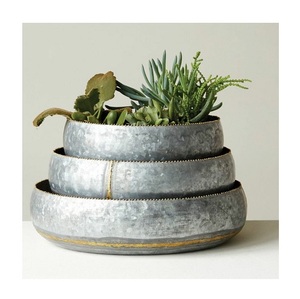 Jardinière ronde en métal plaqué argent avec support plantes brillantes pour balcon extérieur décor de jardin et de pépinière - Product Image 5