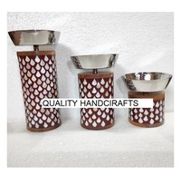 Vintage Arabischer Stil Ramadan Eid Hochzeitsgeschenk Akazienholz Perlmutt-Einlage Aluminium-Schüssel 1-teiliges Set Dessert-Servierschale Hochwertig