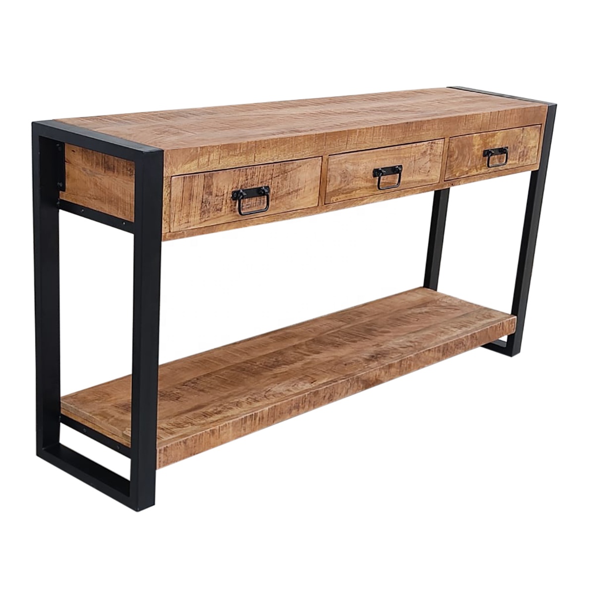 Massief Houten Console Tafel Met 3 Laden Industriële Stijl Console Tafel Met Lades Hot Selling Console Tafel Met Lades