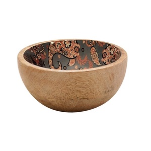 Juego de 4 tazones de madera impresa para servir, con la mejor calidad, forma redonda, para dátiles o chocolate, al precio más bajo. - Product Image 2