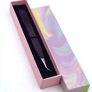 Nuevo diseño profesional, recubrimiento en polvo de ciruela, pinzas de extensión de pestañas de acero inoxidable de 45 grados, instrumento de belleza con logotipo personalizado - Product Image 1