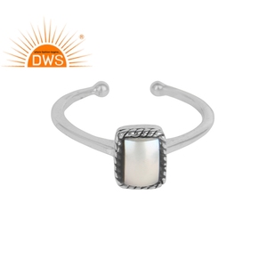Anillo de GEMA de perla blanca Natural, joyería al por mayor, sortija de plata 925 oxidada, fabricante de joyería - Product Image 1