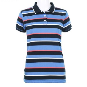 Camiseta Polo de verano de algodón 100% de alta calidad para mujer, nuevo diseño a rayas de secado rápido, transpirable, informal, de longitud corta, personalizada - Product Image 6