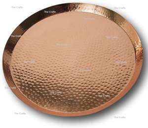 Service de table rond en laiton martelé couleur or, style classique, personnalisable, plateaux de service pour la maison et les restaurants - Product Image 5